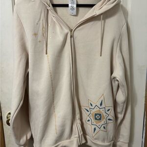 Disney Cream Zip-Up Hoodie with Blue and Gold Accents